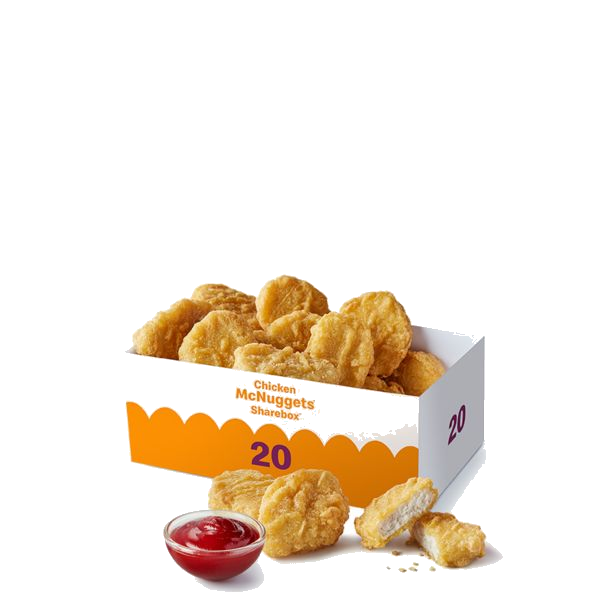 20 Piece Chicken McNuggets Price 3 McDonald's Chicken McNuggets share-style box used for the 20 piece price guide