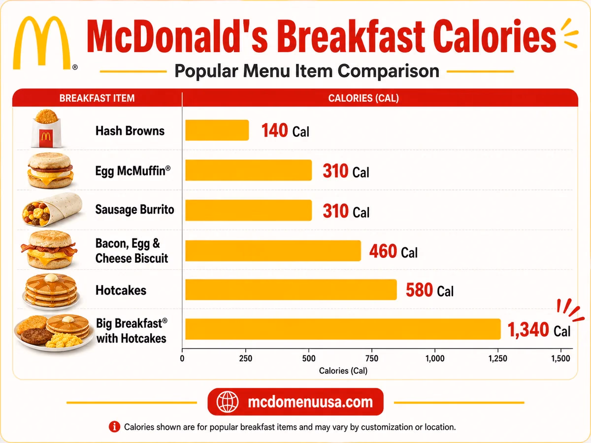 Calorie comparison chart for McDonald's breakfast items