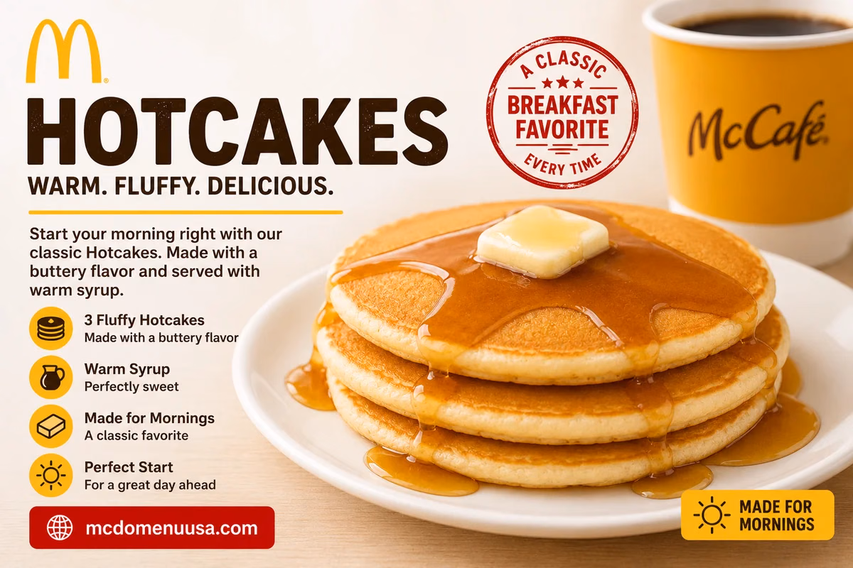 McDonald's hotcakes with butter, syrup and coffee