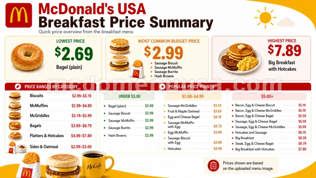 mcdonald's breakfast menu prices