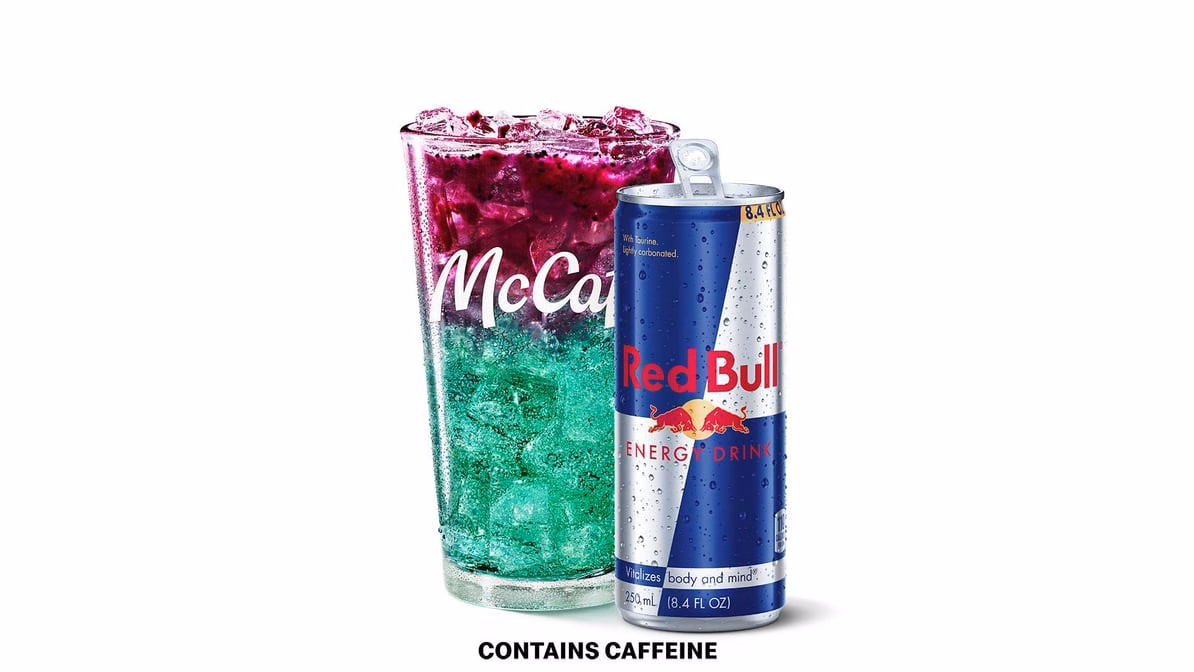 Red Bull Dragonberry Energizer — McDonald’s product photo from the linked DoorDash menu